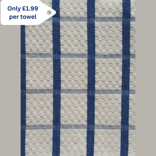 Large Check Tea Towels - 2 X Pack of 12
