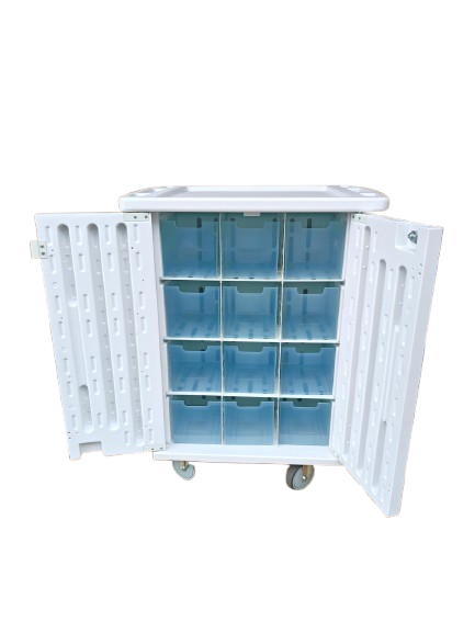 24 Box Original Pack Medication Trolley Double Door / Key Lock (H) 1030 x (W) 660 x (D) 630mm