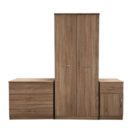 Oasis Bedroom Furniture Set 1 - 2 Door Wardrobe, 3 Drawer Chest, 1 Door 1 Drawer Bedside