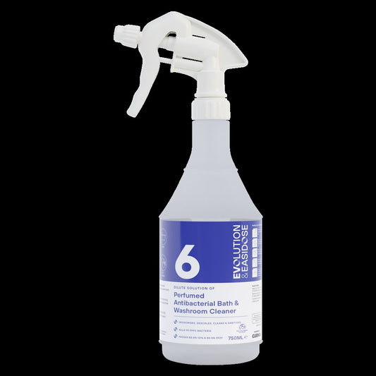 Refill flask for Evolution Easidose Concentrated Perfumed Antibacterial Bath & Washroom Cleaner Flask 6 x 750ml