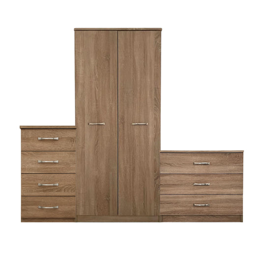 Oasis Bedroom Furniture Set 3 - 2 Door Wardrobe, 4 Drawer Chest, 3 Drawer Bedside