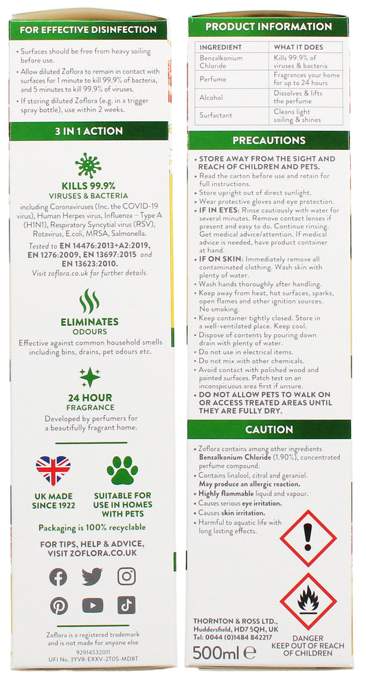 Zoflora Antibacterial Disinfectant Lemon Zing 500ml Pack of 1