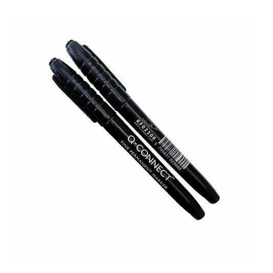 Q-Connect Fine Permanent Markers Black - Pack of 10