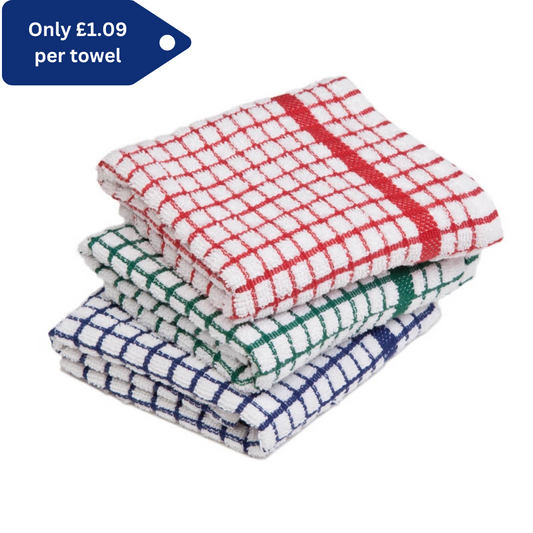 Small Check Tea Towels -  2 X Pack of 12