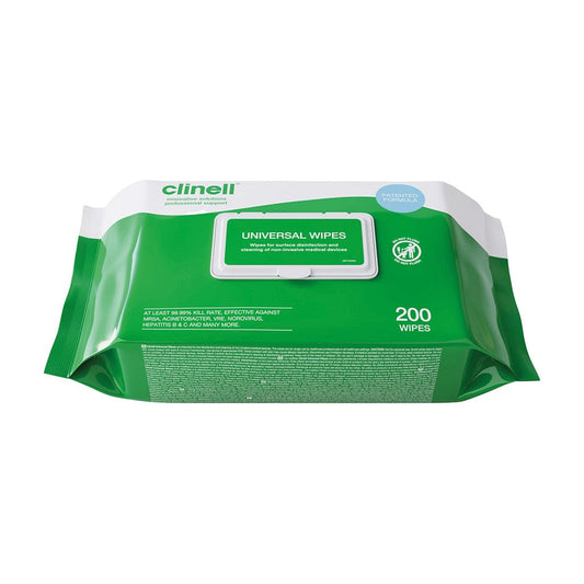 Clinell Universal Hand & Surface Wipes Pack of 200