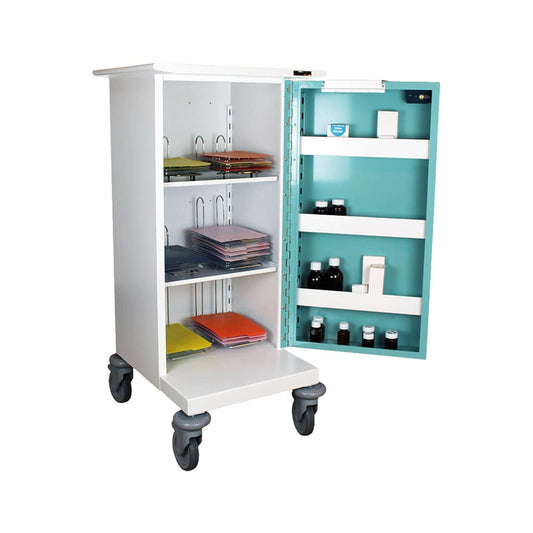 6 Hoop MDS Drug Trolley Single Door/Key Lock (H)1160 x (W)570 (460) x (D)580mm