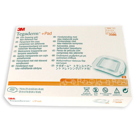 3M Tegaderm +pad Film Dressing with Non-Adherent Pad (9cm x 10cm) - Pack of 25