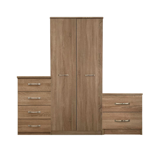 Oasis Bedroom Furniture Set 2 - 2 Door Wardrobe, 4 Drawer Chest, 2 Drawer Bedside