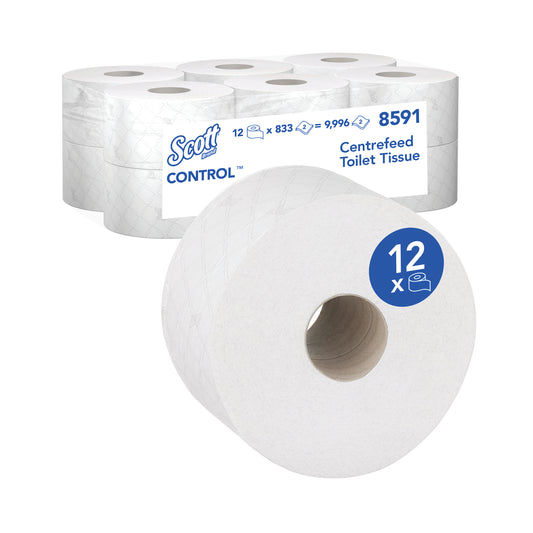 Scott Centrefeed 2 Ply Toilet Tissue - 12 Rolls x 833 Sheets