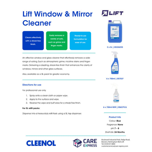 Lift Window & Mirror Cleaner 750ml Pack of 6