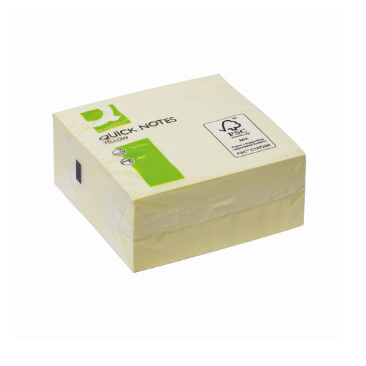 Q-Connect Yellow Quick Note Cube (76 × 76 mm) - 400 Sheets
