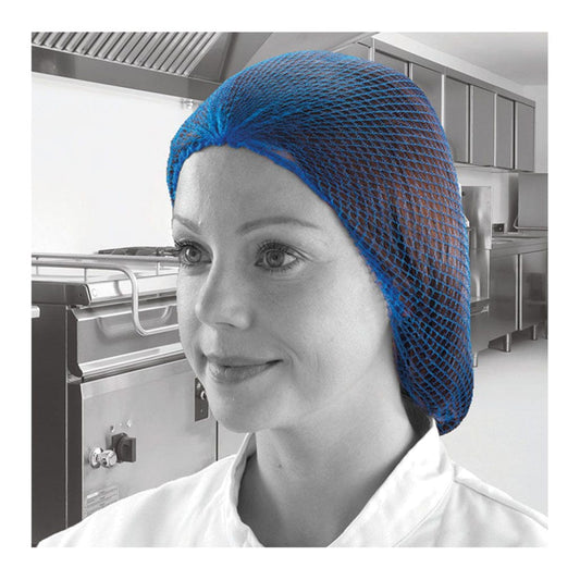 Blue Hair Nets Latex Free Edges Pack of 48