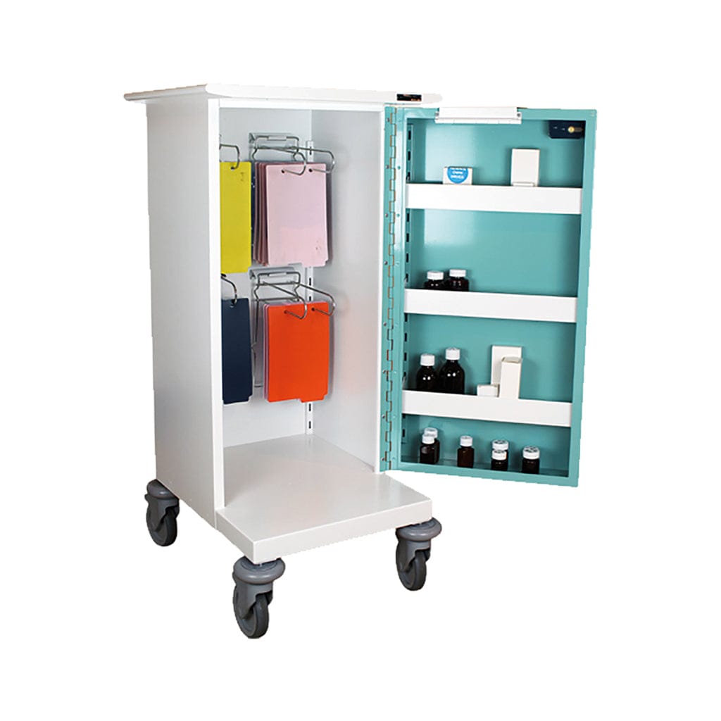 4 Hoop MDS Drug Trolley Single Door/Key Lock (H)1160 x (W)570 (460) x (D)580mm