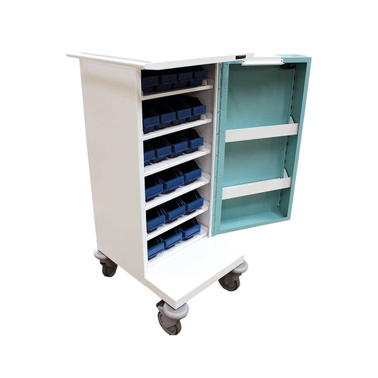21 Tray Compact Unit Dosage Trolley Single Door / Key Lock (H) 1160 x (W) 570 (460) x (D) 580mm