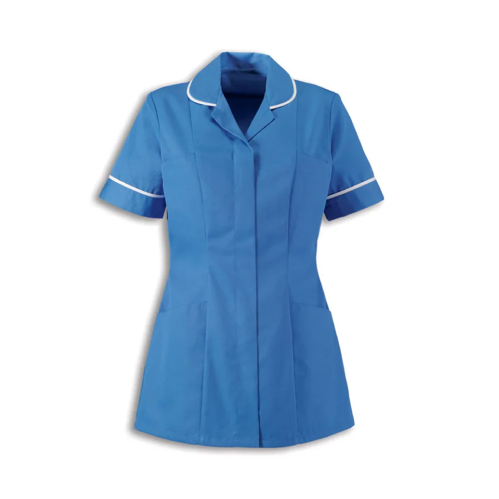 Round Collar Women Zip Tunic_WW002_Hospital-Blue_