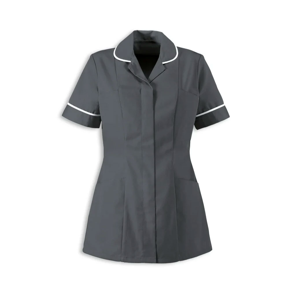 Round Collar Women Zip Tunic_WW002_Hospital-Grey
