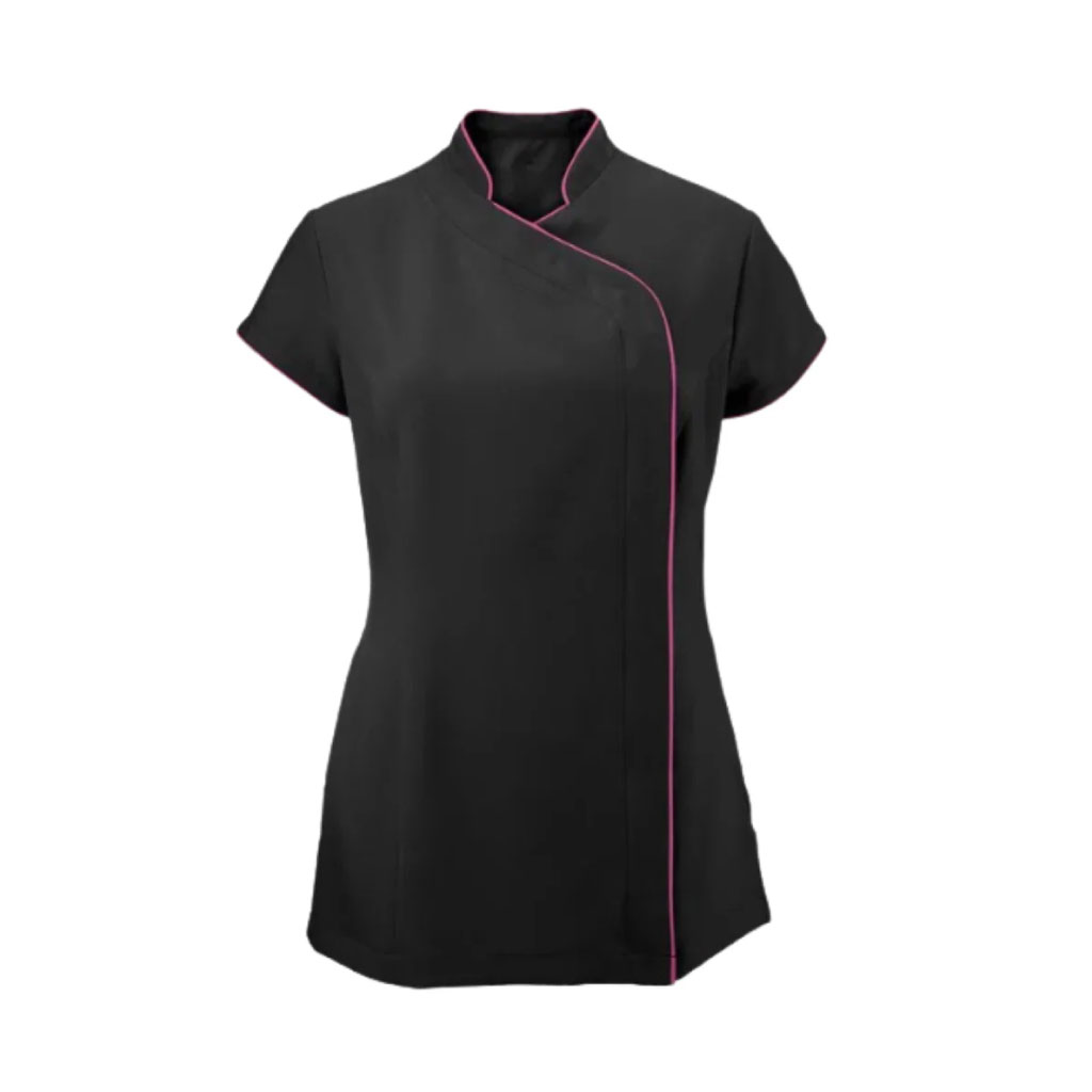 Asymmetrical Women Zip Tunic_WW009_Black-Hot Pink