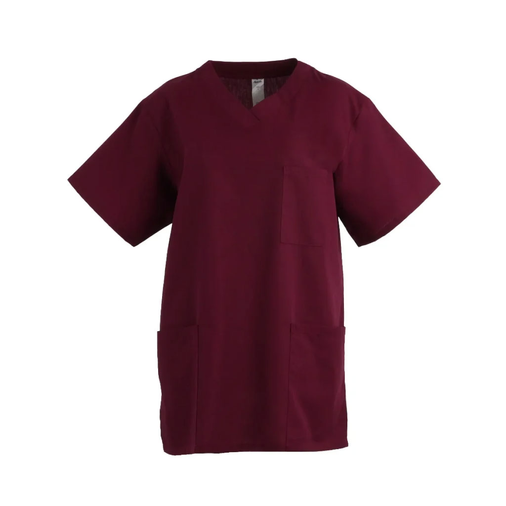 Unisex Lightweight Scrub Tunic Top_WW020_Burgundy