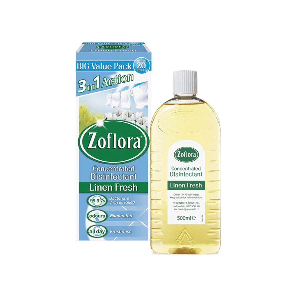Zoflora Antibacterial Disinfectant- Fresh Linen, 500ml (Pack of 6)