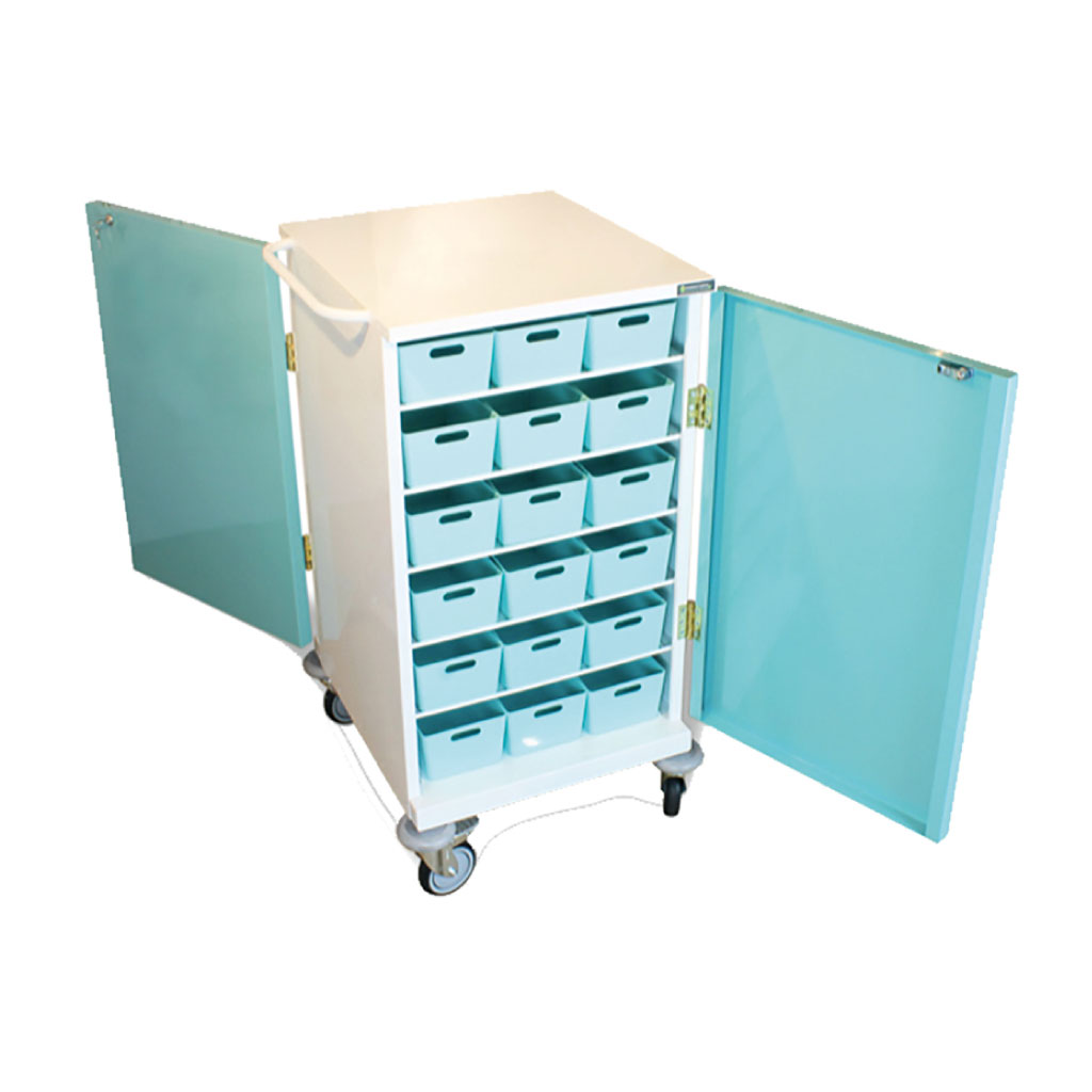 36 Tray Compact Unit Dosage Trolley Single Door /Key Lock (H) 1160 x (W) 660 x (D) 660mm - Drug Storage product from Care Express