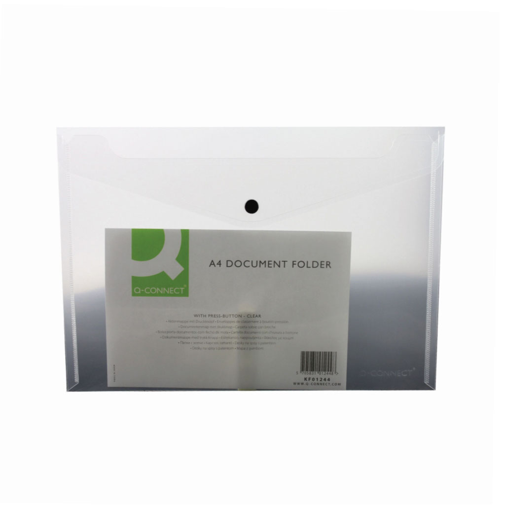 A4 Q Connect Doc Folder Clear - Stationery product from Care Express