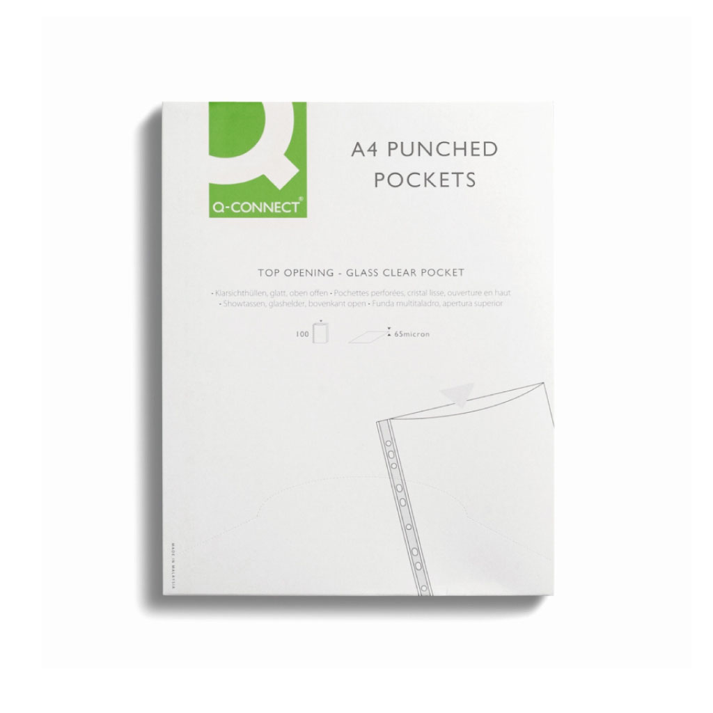A4 Q Connect Punched Pockets - Stationery product from Care Express