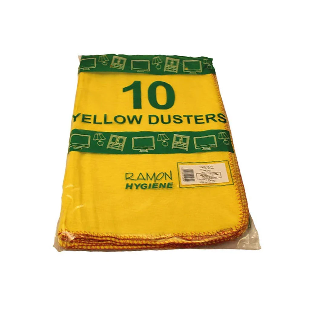 Standard Yellow Dusters Pack of 10 for Cloths and Brushes cleaning supplies Care Express