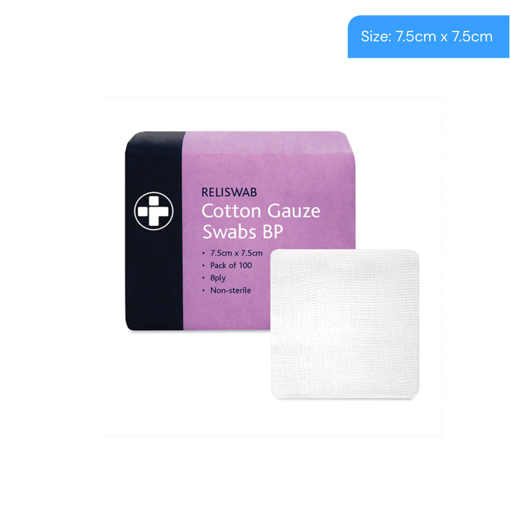 [MC159] Cotton Gauze Swabs Non Sterile, 7.5cm x 7.5cm (Pack of 5)