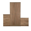Oasis Bedroom Furniture Set 2 - 2 Door Wardrobe, 4 Drawer Chest, 2 Drawer Bedside