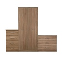 Oasis Bedroom Furniture Set 3 - 2 Door Wardrobe, 4 Drawer Chest, 3 Drawer Bedside